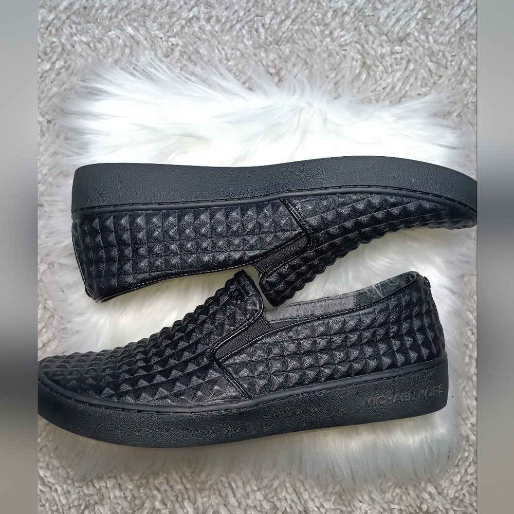 Michael Kors Black Quilted Slip-On Platform Sneakers